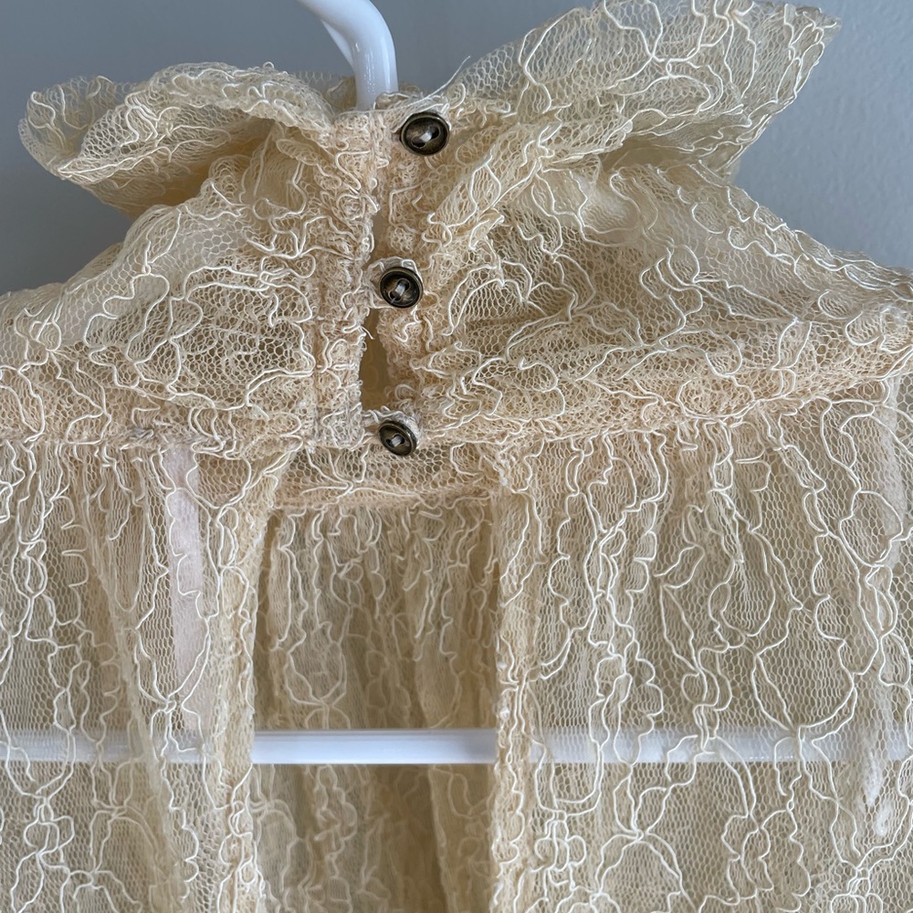 Free People Rule Breaker Lace Bell Sleeve Blouse - Ivory - Size Extra Small XS - Picture 15 of 16